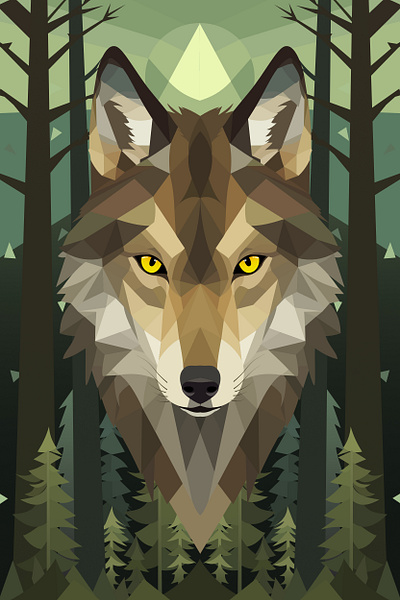 Wolf abstract painting graphic design