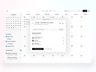 Calendar web app UI - ChronoCal activity calendar calendar design calendar ui component component design component ui dashboard dashboard design event event design event ui product design saas saas design saas ui time management ui design web app web app design