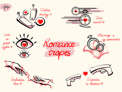 Romance tropes illustration graphic design illustration procreate