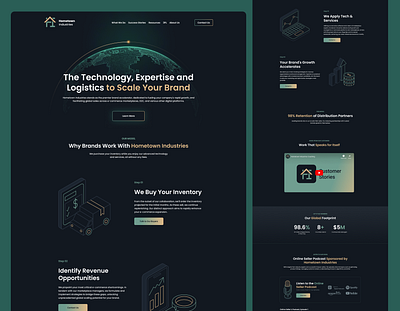 Hometown Industries Landing Page dark mode illustration landing page logistics uxui web design website