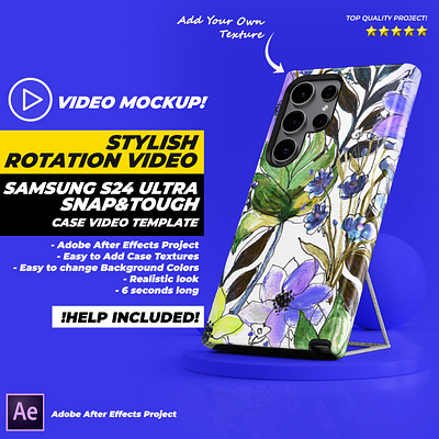 Samsung S24 Ultra Tough Snap Case Rotation Video Mockup canva mockup bundle