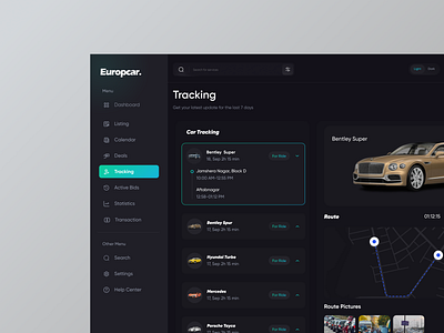 Car renting dashboard ui design car dashboard car platform car rental dashboard design car rental platform car rental ui car shopping car website darkmode electric vehicle map design menu modern dashboard modern ui product design rental booking rental management rental service responsive dashboard search bar ui