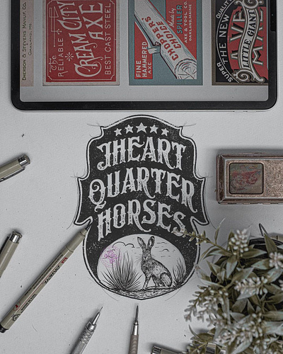 Jheart Quarter Horses branding company brand logo company branding company logo cowboy cowgirl design graphic design illustration logo rodeo rope typeface western