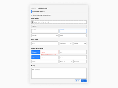 Register Patient Form - Form Input app form form input input form semantic sensory characteristics state ui ui design ui ux uiux ux ux design website