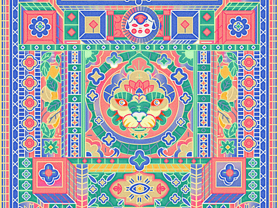 A Vibrant Tapestry artwork branding cubisme decorative design edition geometric graphic design harmony illustration mosaic pacakging patterns symmetry vector vibrant colors yoaz