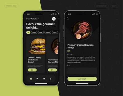 Restaurant App app black ui food app mobile app restaurant ui ui design ui ux ux design