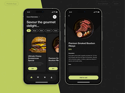 Restaurant App app black ui food app mobile app restaurant ui ui design ui ux ux design