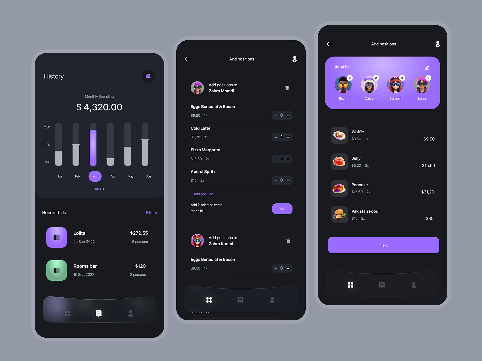 Mobile Payment Assistant Application UI by Roohi Koohi on Dribbble