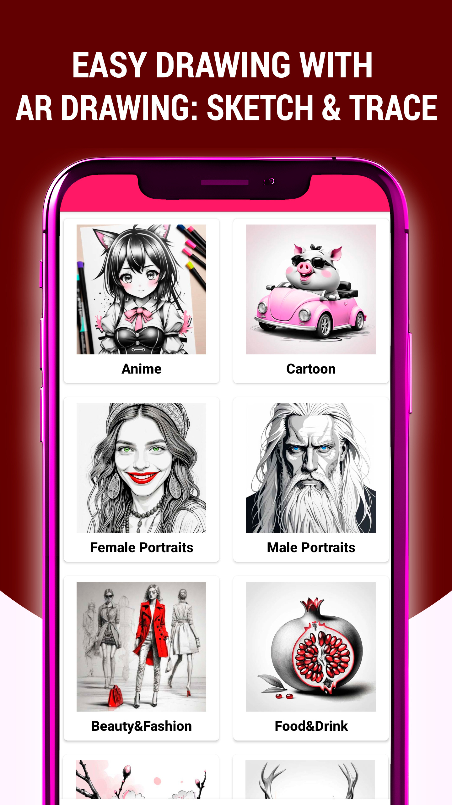 Screenshots of AR Drawing app app ar branding drawing graphic design mobile screenshots