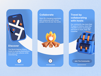 OnBoarding with Smile! "Travel" 3d illustration app design figma graphic design illustration onboarding travel ui vector