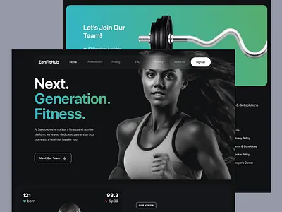 Fitness assistant website ui design ai banner darkmode fitness assistant fitness assistant website ui fitness website design footer header herosection home page landing page modern ui responsive sport web ui uiux web design website workout tracker workout tracker ui