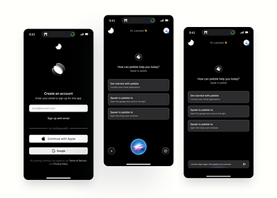 Pebble AI app pebbleai smarthome smartliving techinnovation ui uiux ux voiceassistant
