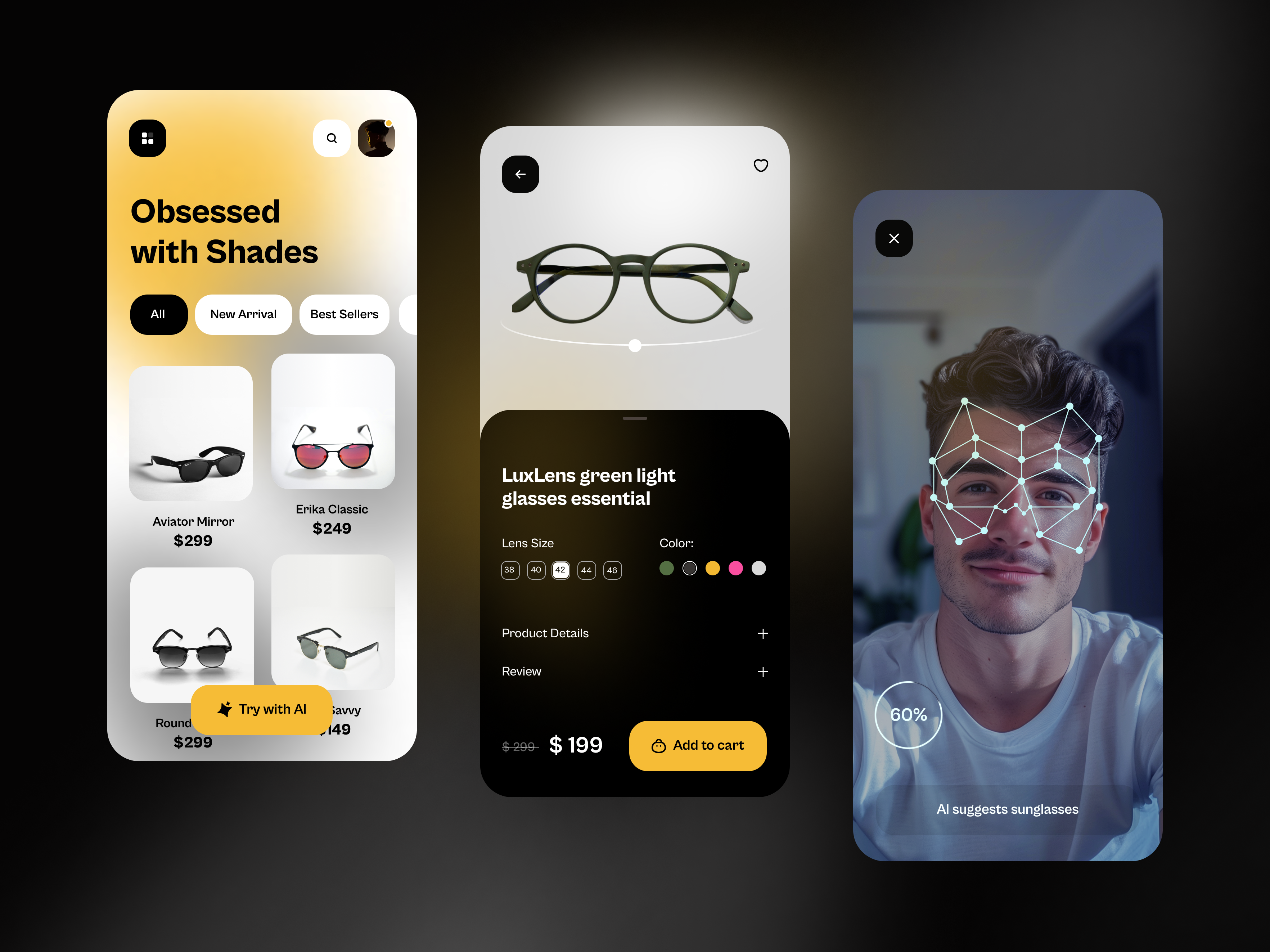 AI-Driven Eyewear Picks - Mobile app mobileapp productdesign ui