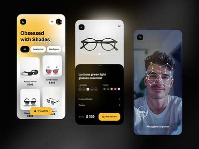 AI-Driven Eyewear Picks - Mobile app mobileapp productdesign ui
