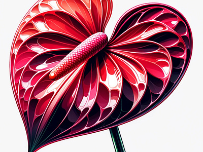 Heart of Boldness by Aravind Reddy Tarugu anthurium aravind art bold colors botanical art design digital floral flamingo flower glossy heart shaped illustration love symbol nature vector passion red leaf reddy sleek lines tarugu vector vibrant