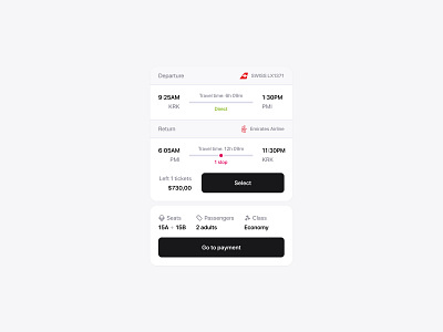 plane tickets / {components} app application card cards checkout component components design plane pricing selector tickets ui ui design ux