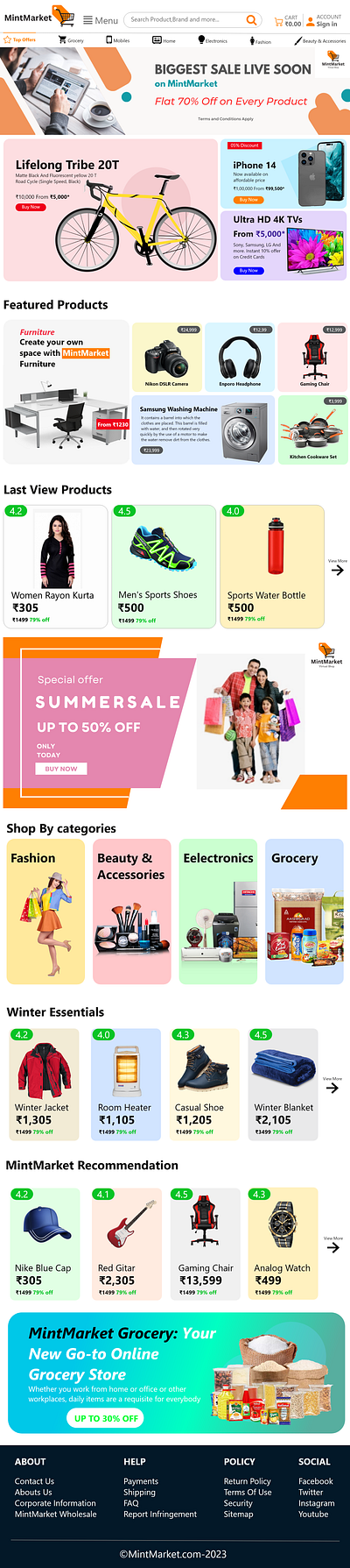 MintMarket - E-Commerce Website branding graphic design logo ui