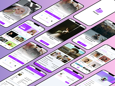 Photographer & MUA App | Design Mobile booking make up mobile app mobile design mua photographer purple ui uiux