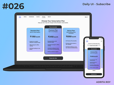 Daily UI 026 - Subscribe dailychallenge dailyui dailyui 26 design desktop figma mobile pricing subscribe ui ux