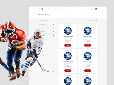 Sports Betting & Tournament Platform basketball bets betting football platform soccer sports teams tournament ui ux webdesign