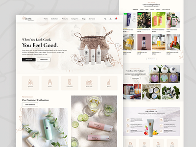 E-commerce Website UI UX Design, Online Store, Beauty Products beauty brand branding collection design e commerce ecommerce home page home screen landing page logo online store products selling trends ui uiux ux web website