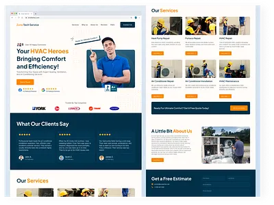 Zone Tech HVAC Service Landing Page creative graphic design hvac landing page product design saas ui ui design ui inspiration ux visual design web design webflow website design