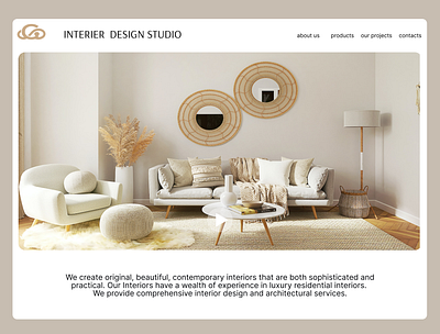 Landing page interier design design typography ui ux