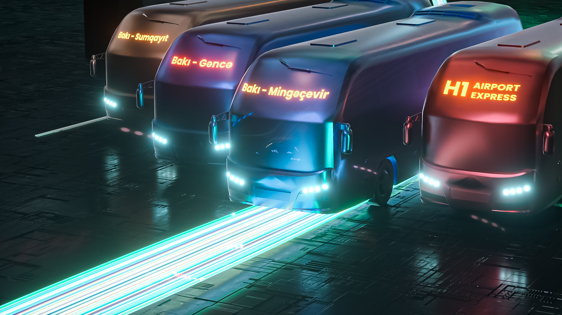 Presentation of BakuBus buses 3d branding c4d cinema 4d cinema4d design graphic design illustration motion graphics ui