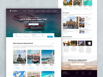 Travel Agency Website UI UX Design (Homepage) Trip planner agency branding design destination home page home screen hotel booking landing page planner project travel trip ui uiux ux web website