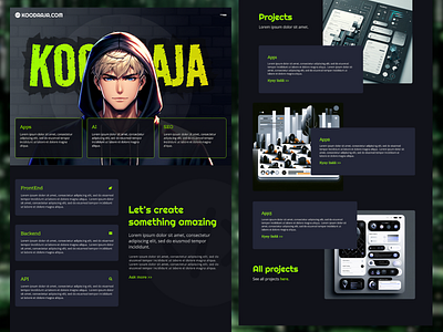 Portfolio anime style website design coder desigh figma hacker layout portfolio ui web web design web development
