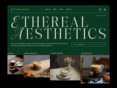 Ethereal - Coffee Shop Web Design cafe classic clean clean layout coffee coffee shop coffee website design espresso exploration flato landing page latte machiato ui ux web web design web ui website design