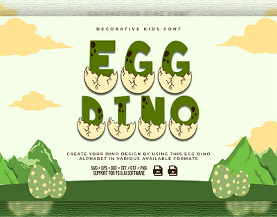 Egg Dino Decorative Kids Font branding design font handwritten illustration italic logotype script typeface ui