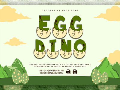 Egg Dino Decorative Kids Font branding design font handwritten illustration italic logotype script typeface ui