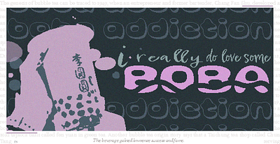 Landscape Poster Design - Boba Addiction ad adobe art artwork boba branding design drinks graphic design horizontal illustration illustrator inspiration landscape modern photoshop pink poster purple ui