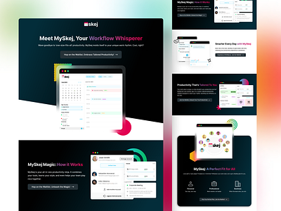MySkej - Your Workflow Whisperer app branding design illustration landing page minimal ui webdesign