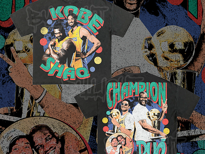 KOBE AND SHAQ (CHAMP) Rap Tee Bootleg Design bootleg bootleg design bootleg tshirt branding design graphic design illustration rap tee ui