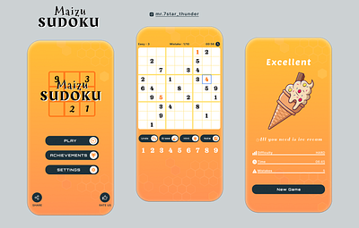 Maizu Sudoku - Mobile UI animation graphic design logo ui