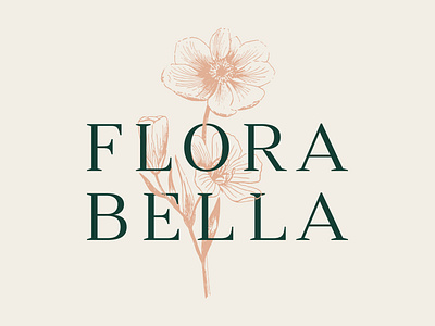 Flora Bella badge brand identity branding etching floral illustration logo poppy real estate resort retirement community seal senior living stamp