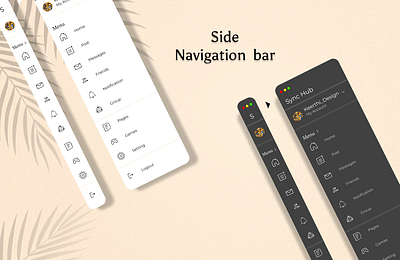 Side Navigation Bar design icons interface navigation bar side bar ui ui design