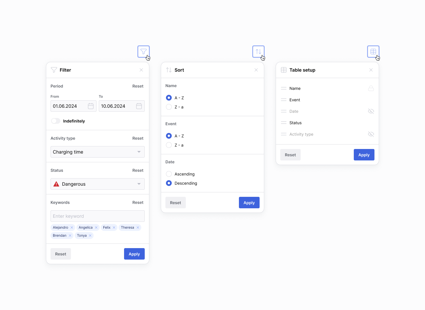 Table Settings #1 concept datagrid design figma settings table ui