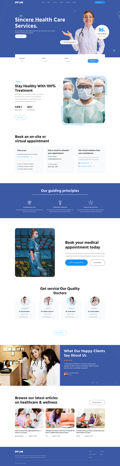 Health Treatments - Medical landing Page Design care appointments care services health info health portal medical booking medical landing page medical page medical records medical website