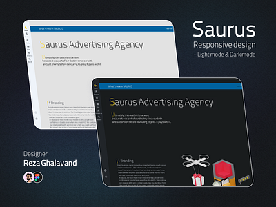 Saurus Advertising Agency - Dual Mode Design advertising darkmode desktopandmobile lightmode responsivedesign saurusagency sitemap ui userexperience webdesign wireframe