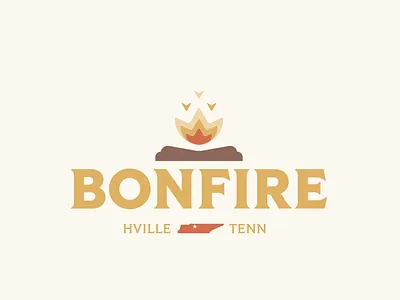 Bonfire Logo Idea badge bonfire fire hendersonville hville lines logo minimal round sparks tennessee thick tiller