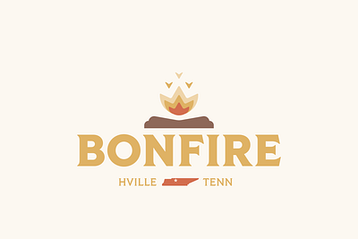 Bonfire Logo Idea badge bonfire fire hendersonville hville lines logo minimal round sparks tennessee thick tiller