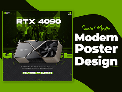 Social Media Poster Design For Nvidia RTX 4090! adobe photoshop ads poster design branding design graphic design illustration logo nvidia poster design tech ui ux vector
