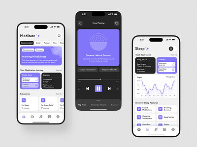 CalmSpace – App for Relaxation and Well-being calm clean design meditation mental mindful mobile relaxation selfcare sleep ui ux wellness