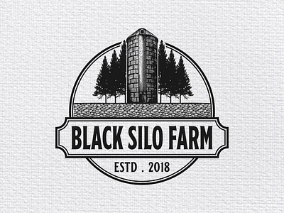 VInateg Hand-drawn Emblem Logo for Black Silo Farm agricultural logo awesome logo barn logo cellar logo classic logo emblem logo farm logo hand drawn illustration hand drawn logo silo logo vintage logo