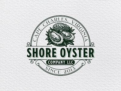 Vintage Hand-drawn Emblem Logo for Shore Oyster awesome logo classic logo emblem logo hand drawn illustration hand drawn logo logo agency oyster farm oyster logo oyster store vintage logo