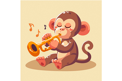 World Music Day with Monkey Cartoon Illustration background cartoon celebration character creative day event festival fun genre harmony instrument jazz monkey music notes orchestra ornaments sheet trumpet