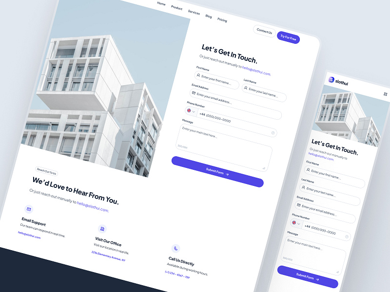 slothUI - World's Laziest Design System - Contact Form Page UIUX